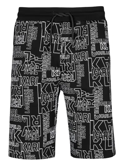 Karl Lagerfeld Logo Sweat Shorts In Black