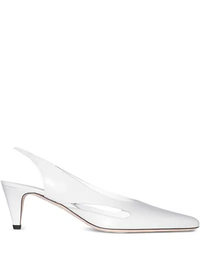By Far Cut-out Slingback Loafers In White