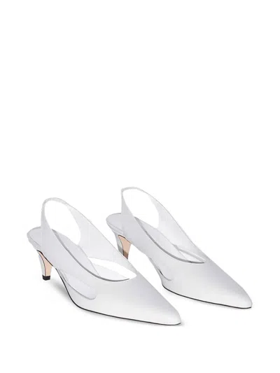 By Far Cut-out Slingback Loafers In White