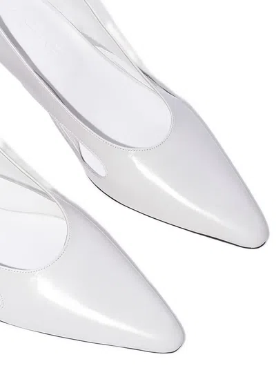 By Far Cut-out Slingback Loafers In White