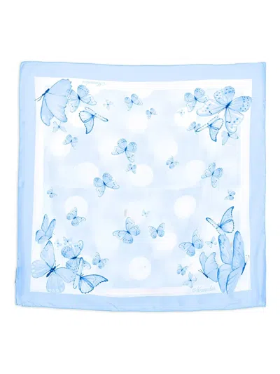 Monnalisa Butterfly Polka-dot Handkerchief In Blue