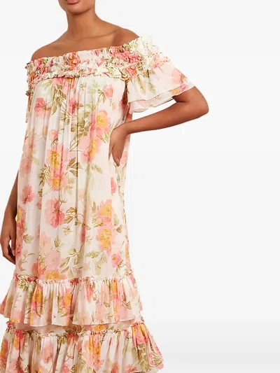Needle & Thread Peony Promise Chiffon Off-shoulder Dress In Multi