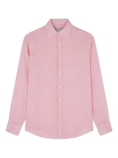Paul & Shark Camicia In Lino Con Collo Alla Francese In Pink