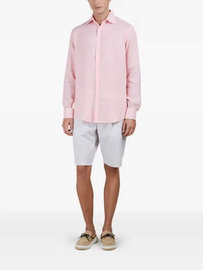 Paul & Shark Camicia In Lino Con Collo Alla Francese In Pink