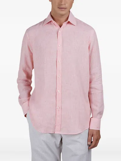 Paul & Shark Camicia In Lino Con Collo Alla Francese In Pink