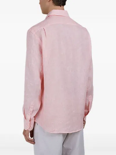 Paul & Shark Camicia In Lino Con Collo Alla Francese In Pink