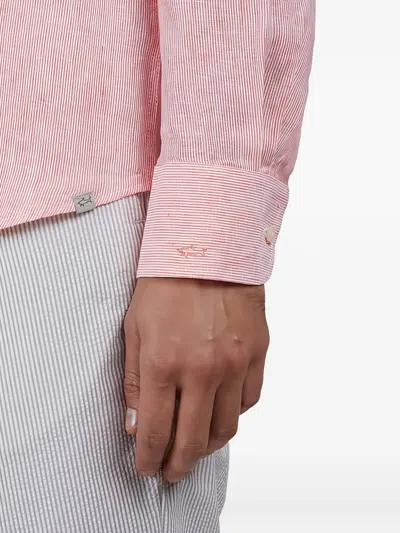Paul & Shark Camicia In Lino Con Collo Alla Francese In Pink