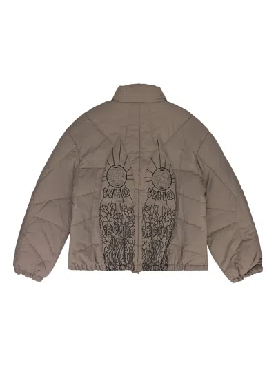 Who Decides War Embroidered Padded Jacket In Brown