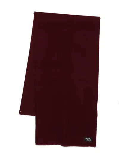 Maison Kitsuné Wool Fringed Scarf Accessories In Burgundy