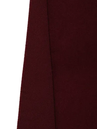 Maison Kitsuné Wool Fringed Scarf Accessories In Burgundy