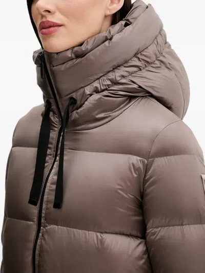 Bomboogie Geneva Hooded Padded Coat In Brown