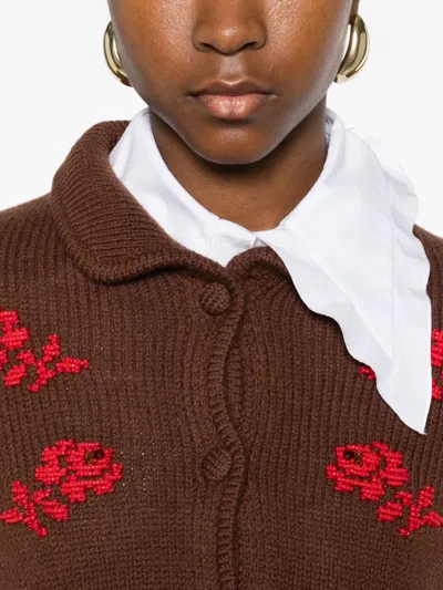 Shushu-tong Bead-embellished Wool Cardigan In Brown