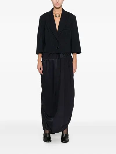 Ziggy Chen Ruched Midi Skirt In Black