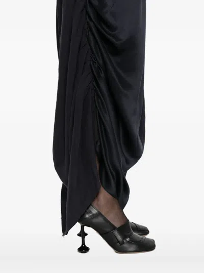 Ziggy Chen Ruched Midi Skirt In Black