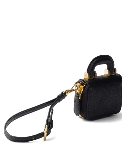 Prada Saffiano Leather Airpods Case In Black