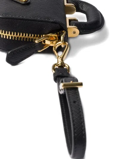 Prada Saffiano Leather Airpods Case In Black