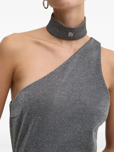 Hugo Boss One-shoulder Split Dress In Gray