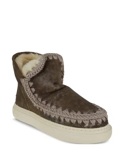 Mou New Eskimo Leather Booties In Brown