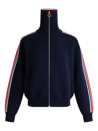 条纹细节拉链开衫