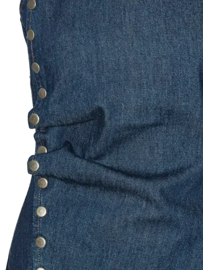 Rotate Birger Christensen Draped Denim Top In Blue