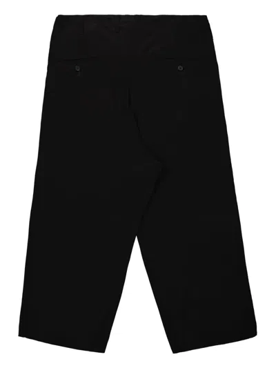 Yohji Yamamoto Black Wool Gabardine R Coin Pocket Trousers In Black