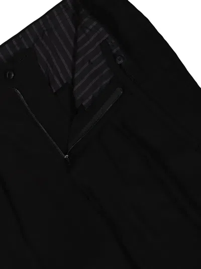 Yohji Yamamoto Black Wool Gabardine R Coin Pocket Trousers In Black