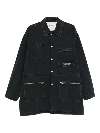 Undercover Slogan-appliqué Denim Jacket In Black