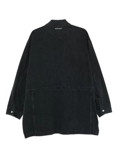 Undercover Slogan-appliqué Denim Jacket In Black