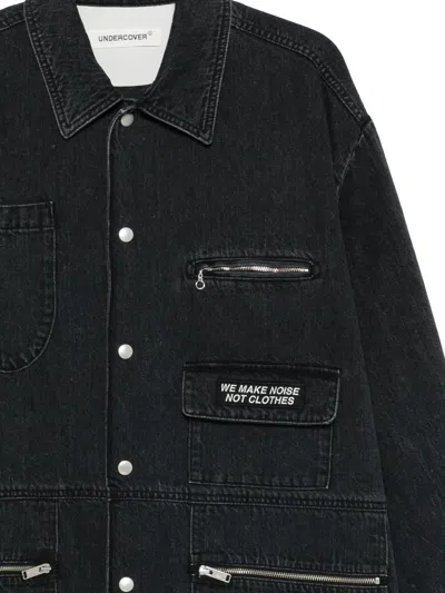 Undercover Slogan-appliqué Denim Jacket In Black
