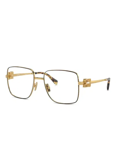 Miu Miu Square-frame Glasses In Gold