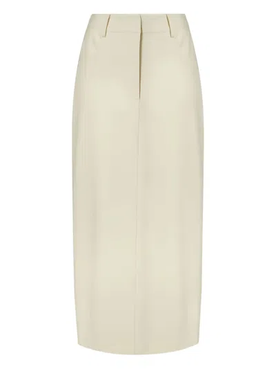 Malina Asta Back-slit Midi Skirt In Neutral