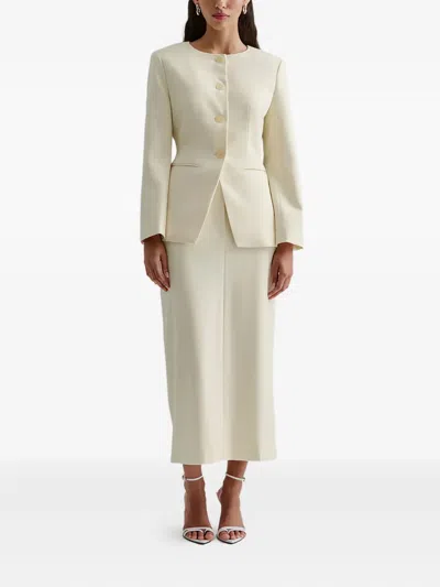 Malina Asta Back-slit Midi Skirt In Neutral