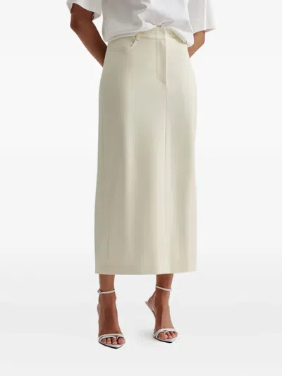 Malina Asta Back-slit Midi Skirt In Neutral