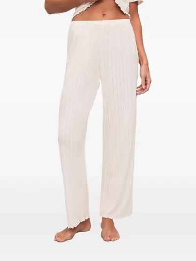 Eberjey Gisele Pointelle Ruffled Pyjama Bottoms In Neutral