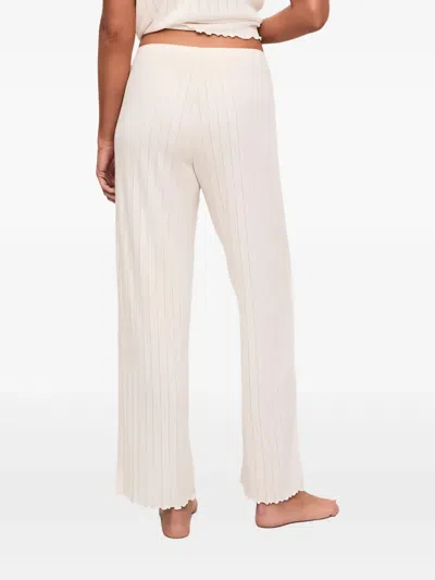 Eberjey Gisele Pointelle Ruffled Pyjama Bottoms In Neutral