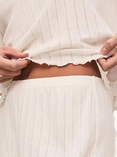 Eberjey Gisele Pointelle Ruffled Pyjama Bottoms In Neutral