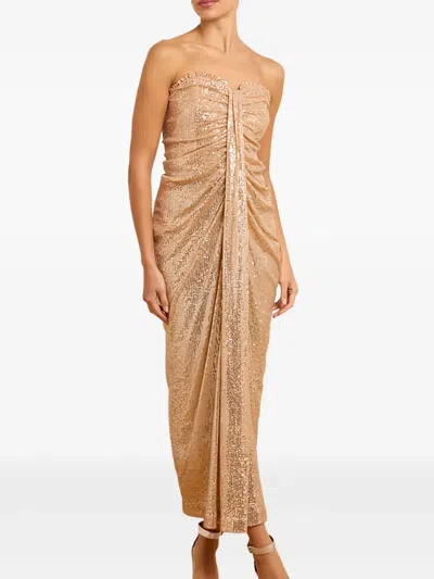 Needle & Thread Amora Strapless Ankle Gown In Gold