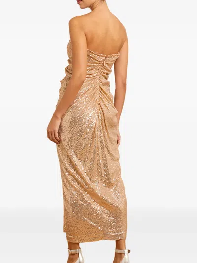 Needle & Thread Amora Strapless Ankle Gown In Gold