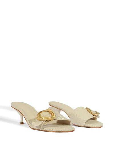 Schutz 55mm Olga Buckle Heeled Sandals In Metallic