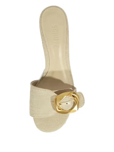 Schutz 55mm Olga Buckle Heeled Sandals In Metallic