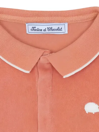 Tartine Et Chocolat Collared Hedgehog Polo Shirt In Orange