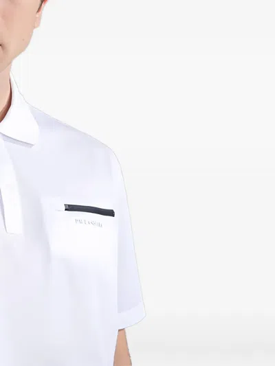 Paul & Shark Pocket Knitted Polo Shirt In White