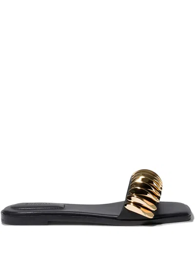 Simkhai Ripple Flat Sandals In Black