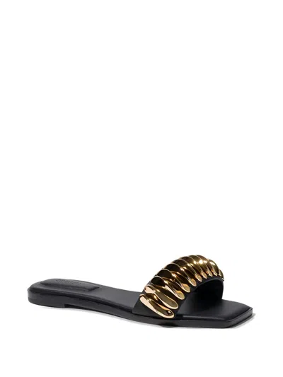 Simkhai Ripple Flat Sandals In Black