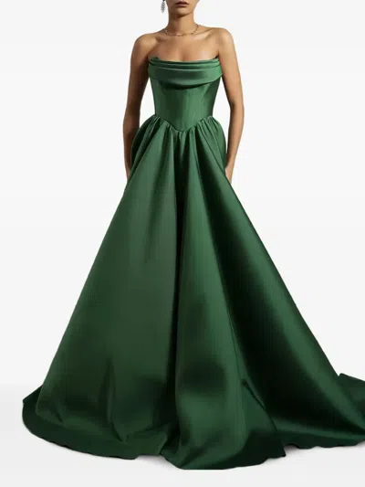 Rhea Costa Alaya Mikado Strapless Maxi Dress In Green