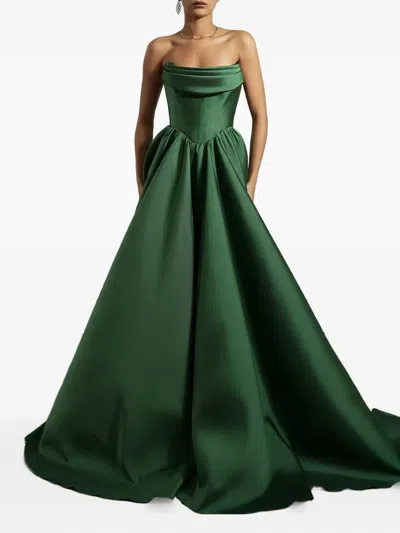 Rhea Costa Alaya Mikado Strapless Maxi Dress In Green