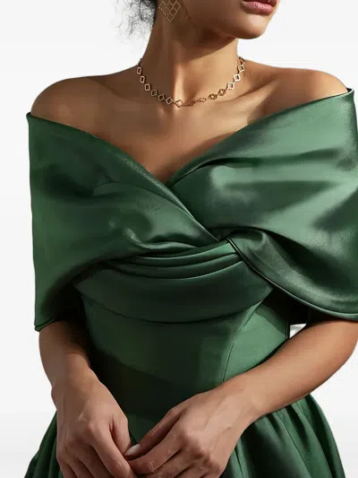 Rhea Costa Alaya Mikado Strapless Maxi Dress In Green
