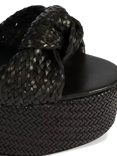 Schutz Khari Knotted Leather Ankle-strap Platform Sandals In Black