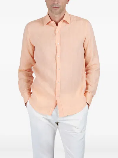 Paul & Shark Camicia In Lino Con Collo Alla Francese In Pink