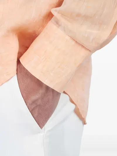 Paul & Shark Camicia In Lino Con Collo Alla Francese In Pink